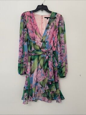 Alex Marie Laurel Chiffon Long Sleeve Mini Wisteria Size 8 NWOT